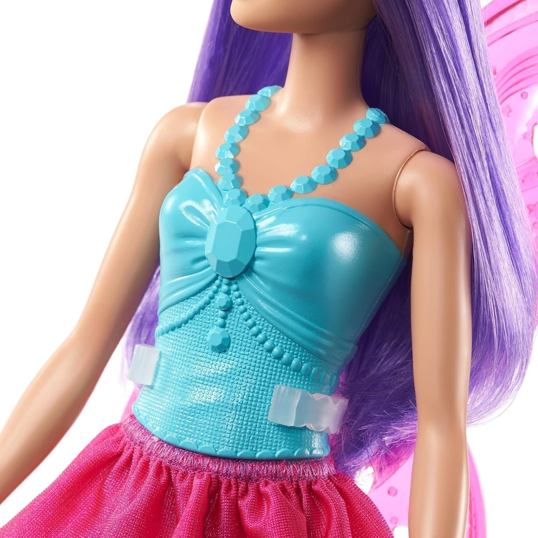 Barbie Dreamtopia Fairy Doll (11.5-inch, Purple Hair) Wearing Skirt, Clip-On Wings & Tiara