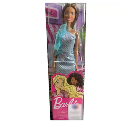 Barbie®️ Doll, Kids Toys, Brunette in Teal Metallic Dress, Trendy Clothes and Accessories, Gifts for Kids