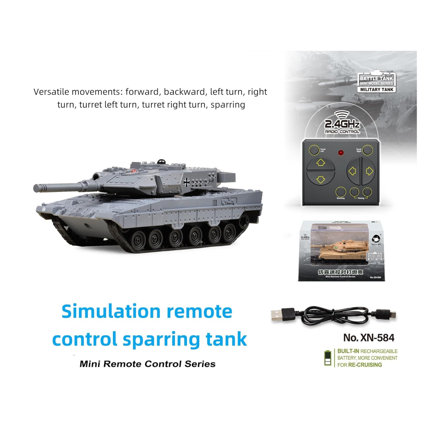 Happy Cow Remote Control Military Tank (Grey)