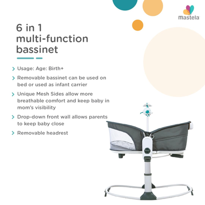 Mastela Deluxe Multi-Functional Bassinet – Premium Comfort in Modern Green-Grey