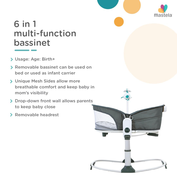 Mastela Deluxe Multi-Functional Bassinet – Premium Comfort in Modern Green-Grey