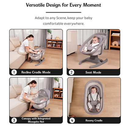 Mastela Multi-Motion Baby Cradle – Interactive Comfort in Sophisticated Grey