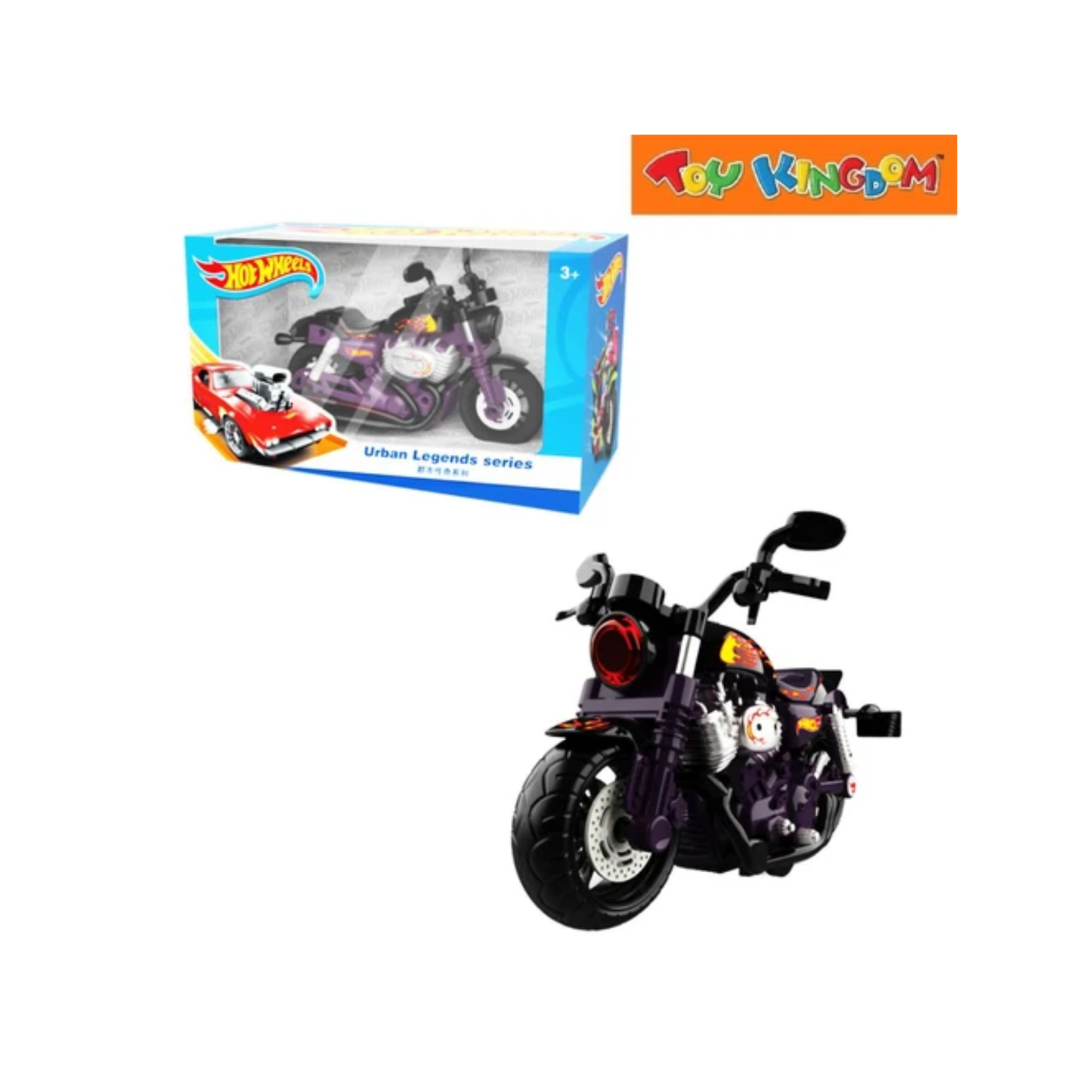 Hot Wheels Urban Legend Series Pull-Back Toy Motorcycle (Black & Purple)