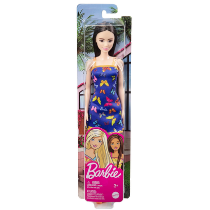 Barbie Doll (11.5 inches) with Colorful Butterfly Logo Print Red Dress & Strappy Heels, Great Gift for Ages 3 Years Old & Up