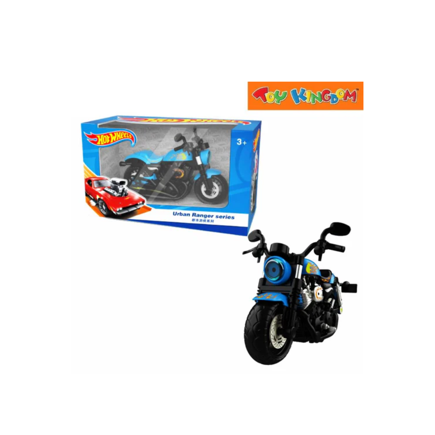 Hot Wheels Urban Ranger Series – Blue Cruiser Pull-Back Toy Motorcycle