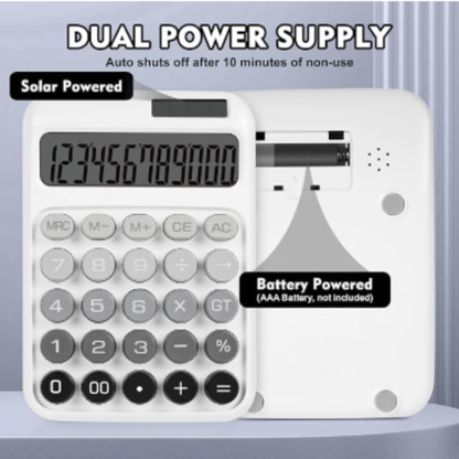 Karuida 12-Digit Basic Desktop Calculator – Minimalist White & Grey, Modern & Efficient