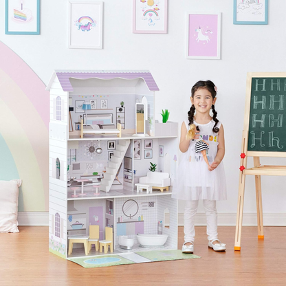 Doll House Scandinavian Family Villa Wooden Dollhouse Playset