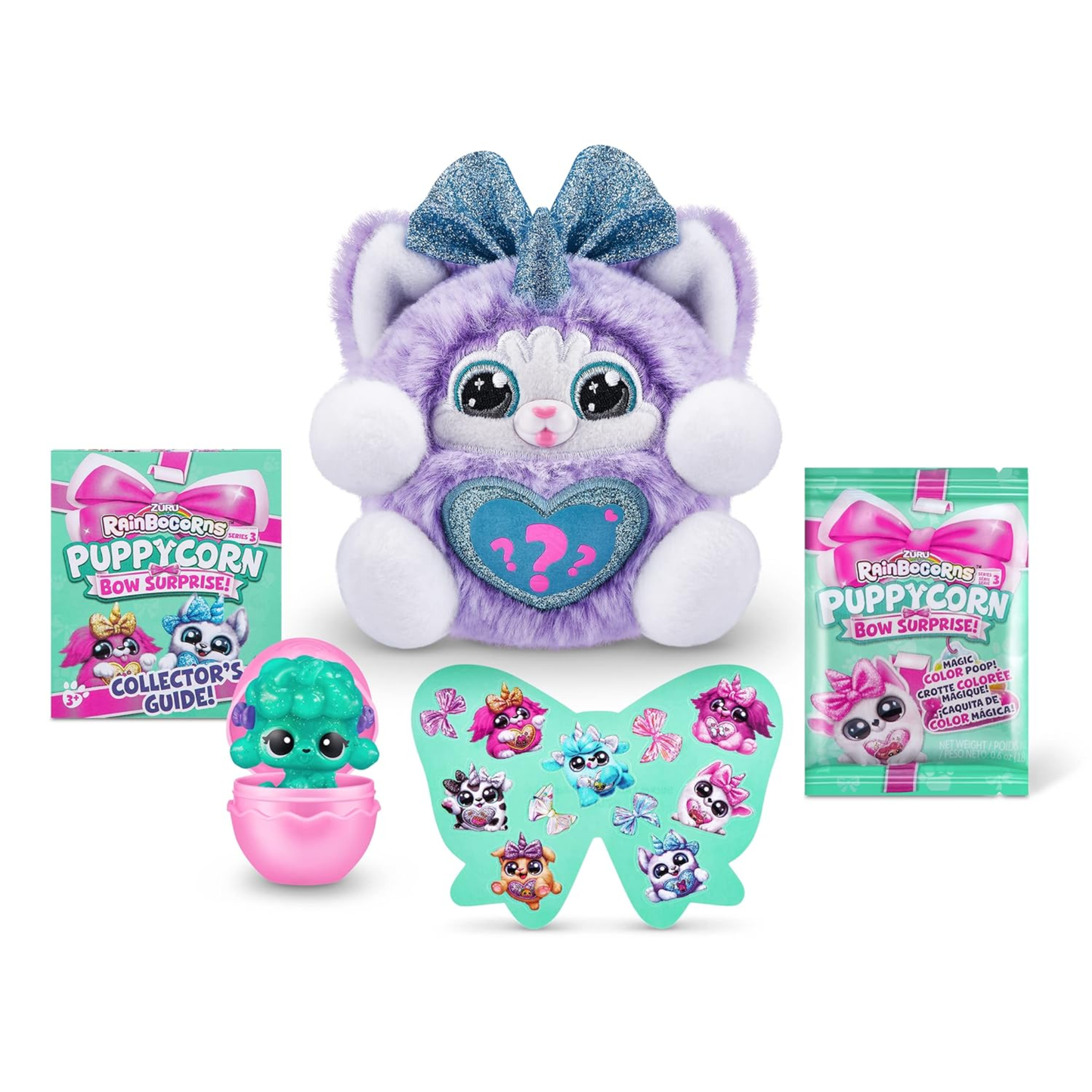Rainbocorns Puppycorn Bow Surprise Series 3 – Rufus the Husky Plush with 5 Surprise Layers & Slime