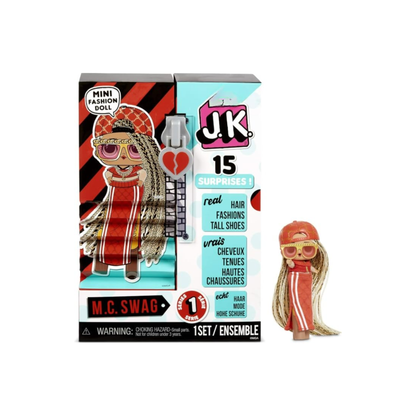 L.O.L. Surprise! J.K. Series 1 M.C. Swag Mini Fashion Doll – 15 Surprises with Real Hair & Tall Shoes