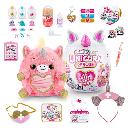 Rainbocorns Unicorn Rescue Surprise DJ Unicorn – Giant Plush Egg with 25+ Surprises & Collectible Accessories