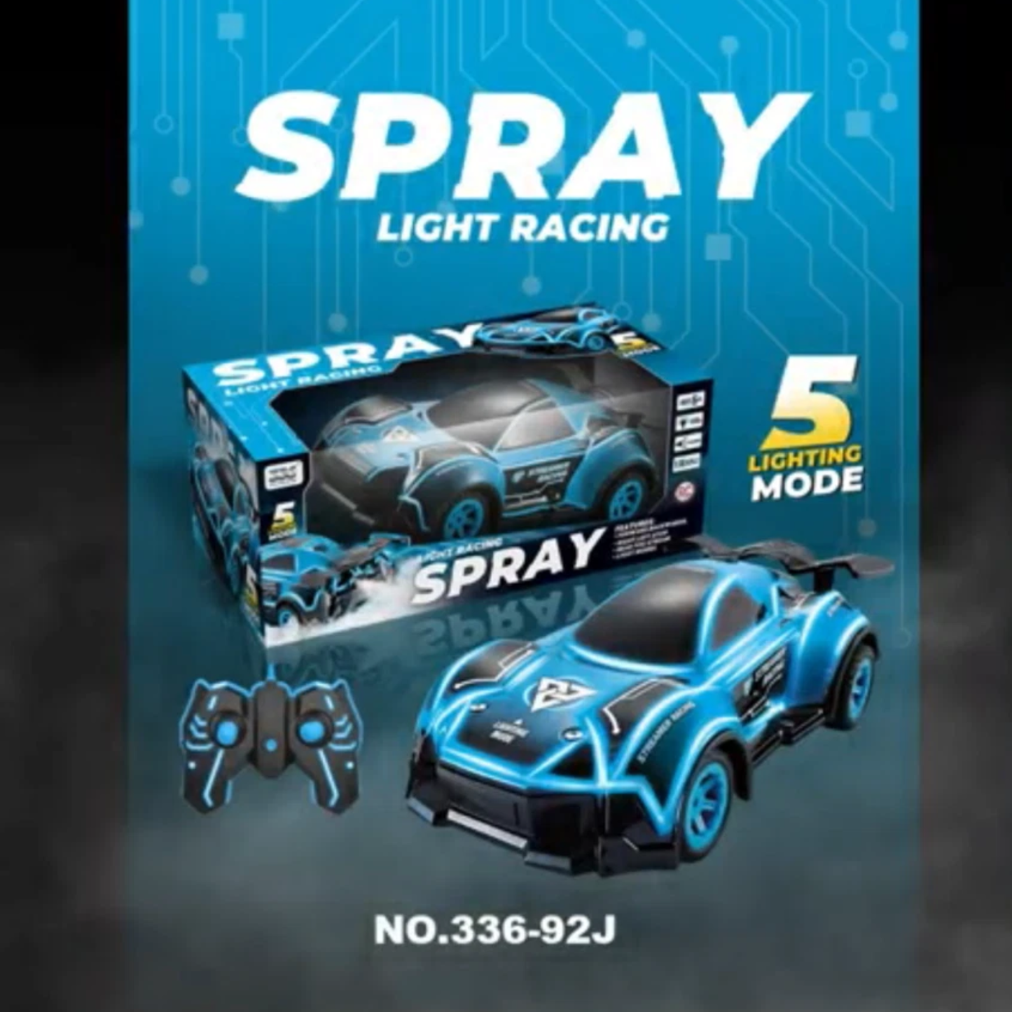 336 Toys Light Racing Spray Remote Control Stunt Car (Blue)