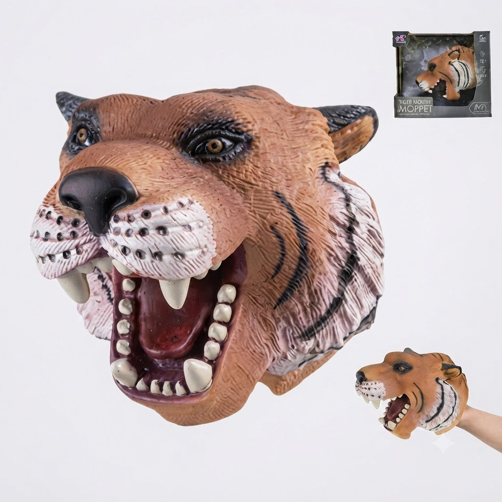 ZHONGJIEMING Tiger Hand Puppet – Realistic Animal Hand Puppet Toy for Kids, Pretend Play, Storytelling & Educational Learning