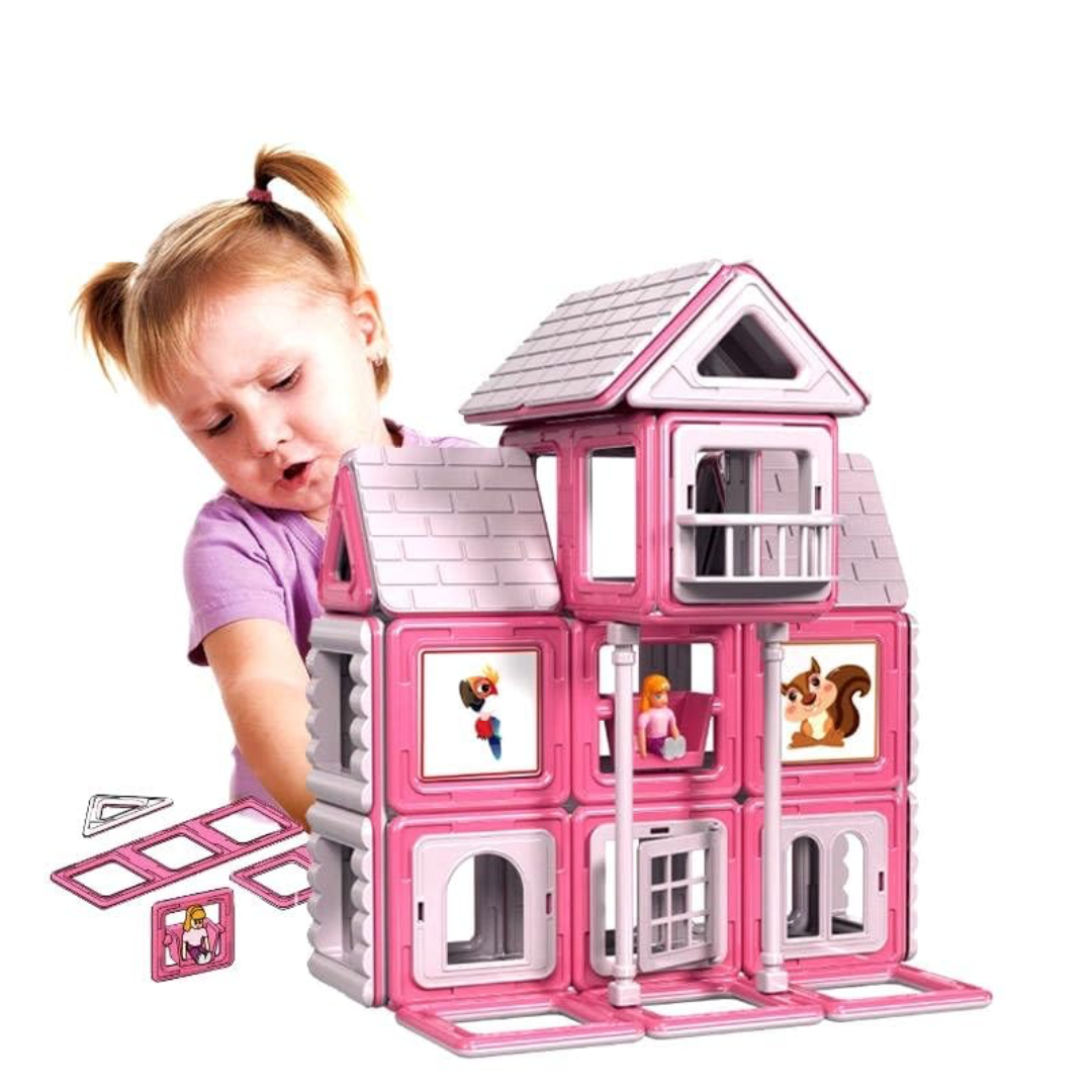 Magnetic Tiles - 71-Piece Doll House Toy | 3D Puzzles for Kids | Creative and Learning Educational Toy | Villa Design (Villa)