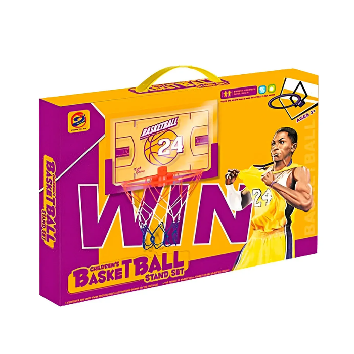 Wall-Mounted Basketball Hoop & Rectangle Backboard Set with Ball