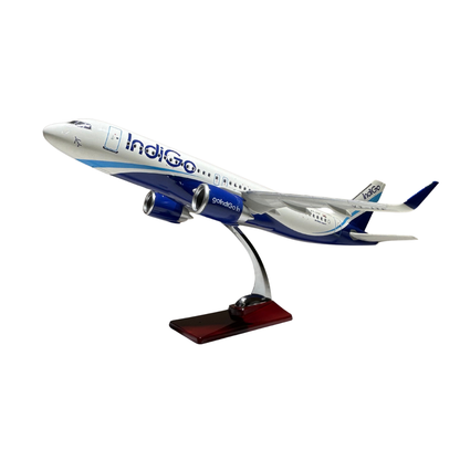 IndiGo Airline Die-Cast Metal Airplane Model – Collectible Aircraft with Display Stand