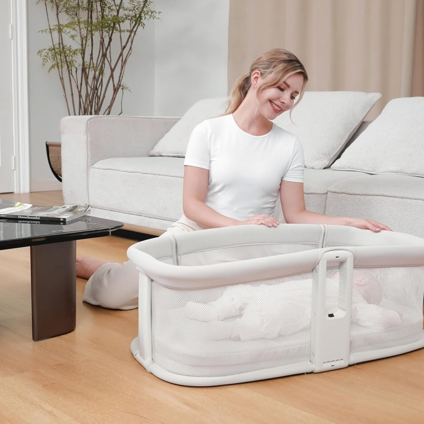 Mastela Dream Starlight Bedside Bassinet – Premium Comfort in Elegant White