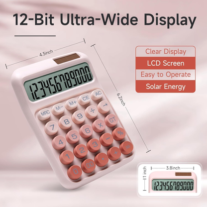 Karuida 12-Digit Basic Desktop Calculator – Trendy Pink, Stylish & Efficient