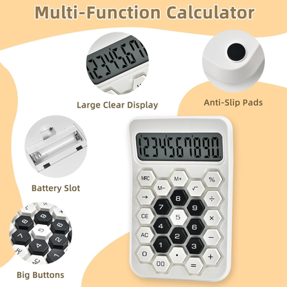 Karuida 12-Digit Basic Desktop Calculator – Sleek White, Modern & Efficient