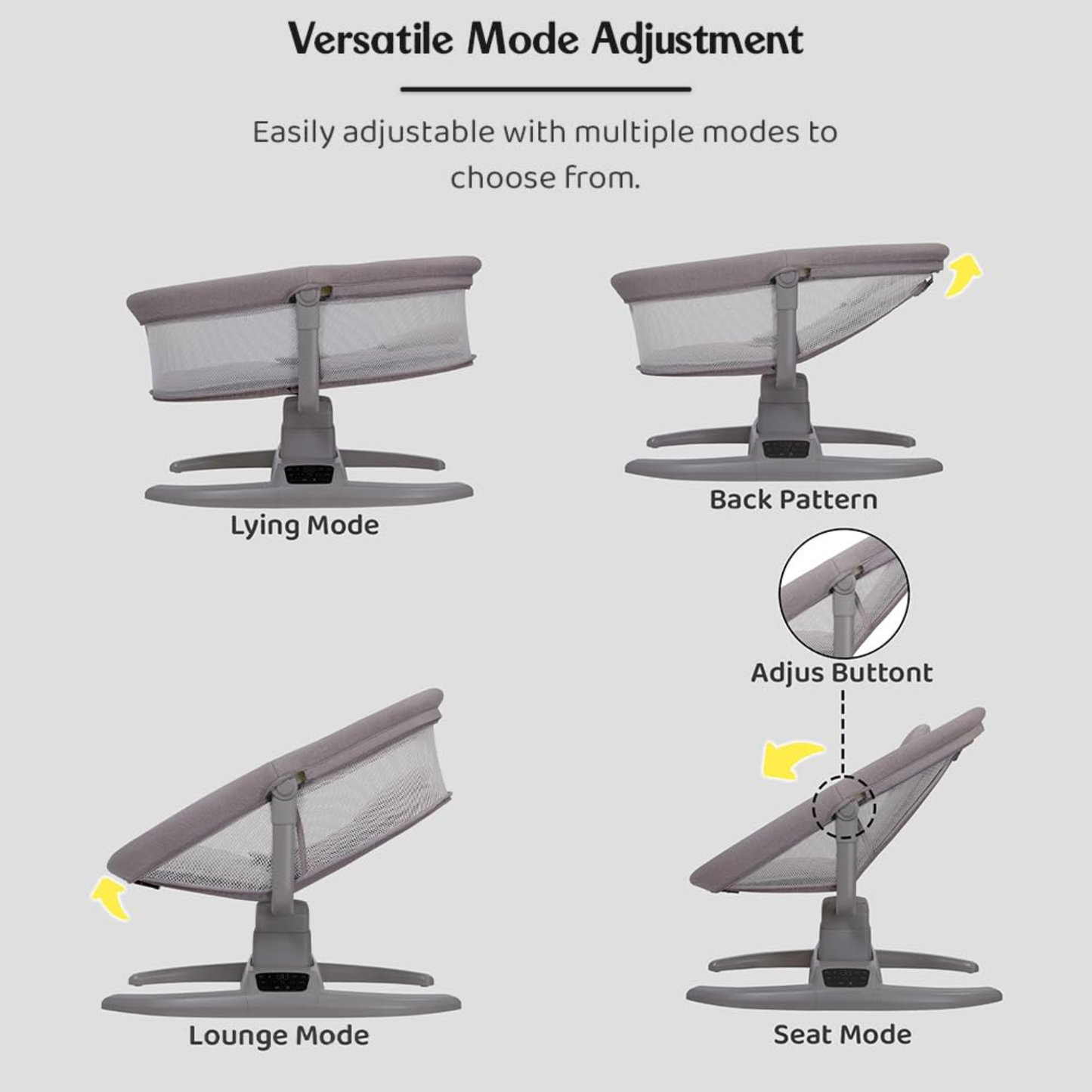 Mastela Multi-Motion Baby Cradle – Interactive Comfort in Sophisticated Grey