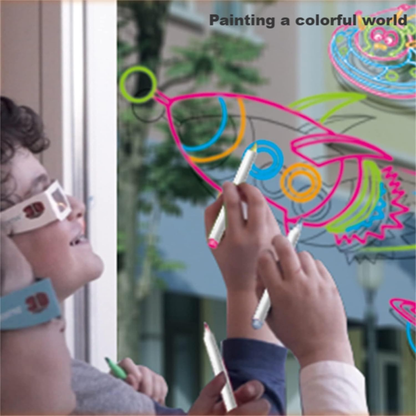 3D Magic Drawing Board – Illuminated Neon Art Pad with 3D Glasses & Markers for Kids