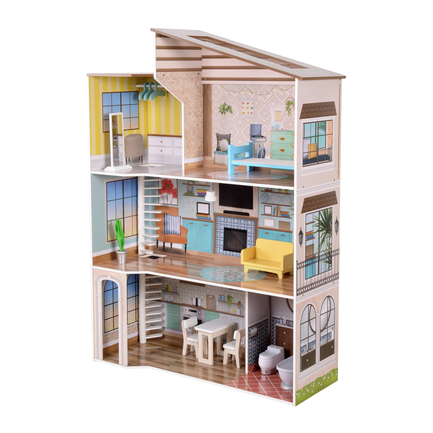 Doll House Modern Loft Wooden Dollhouse Playset