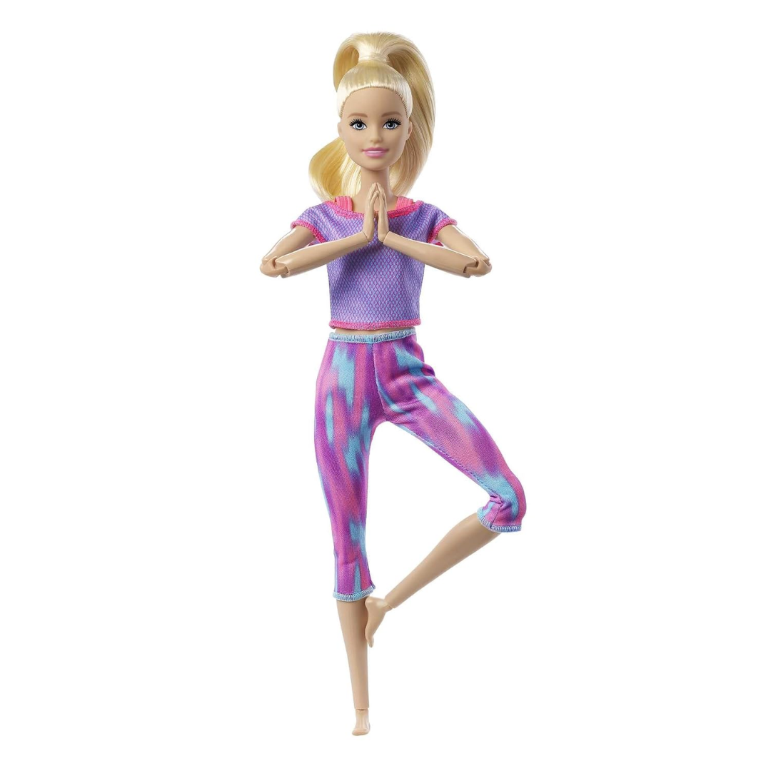 Barbie Made to Move Doll with 22 Flexible Joints & Long Blonde Ponytail Wearing Athleisure-wear for Kids 3 to 7 Years Old, GXF04