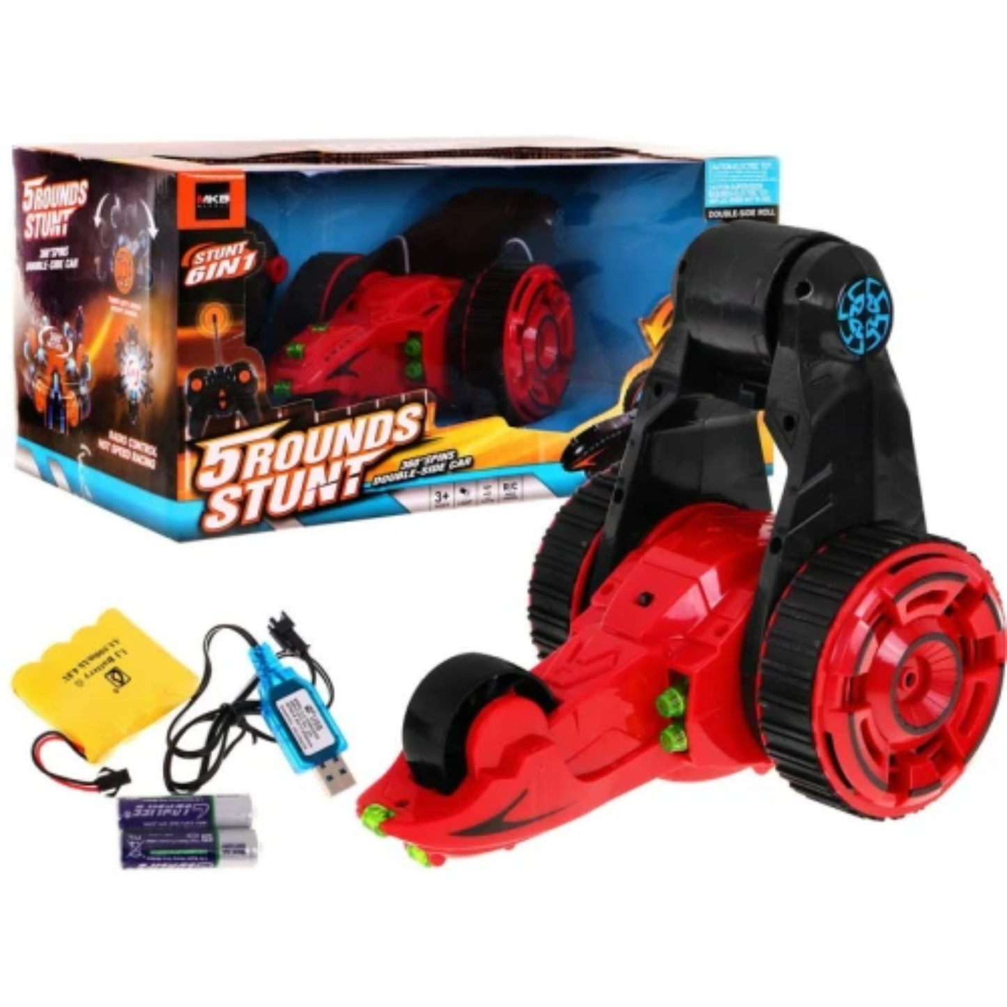 MKB 5 Rounds Stunt 6-in-1 Remote Control Transforming Stunt Car (Red)