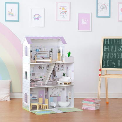 Doll House Scandinavian Family Villa Wooden Dollhouse Playset