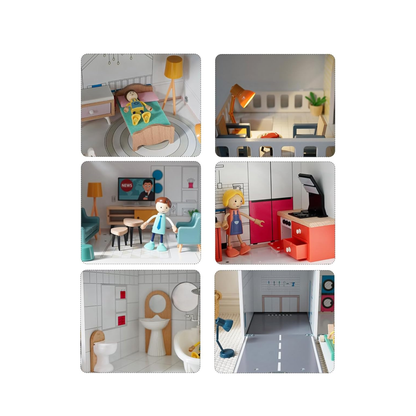 Nordic Luxe Modern Wooden Dollhouse Playset