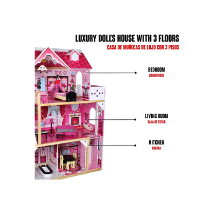 Royal Princess Palace Wooden Dollhouse Playset