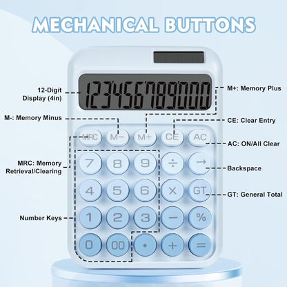 Karuida 12-Digit Basic Desktop Calculator – Classic Blue, Stylish & Efficient