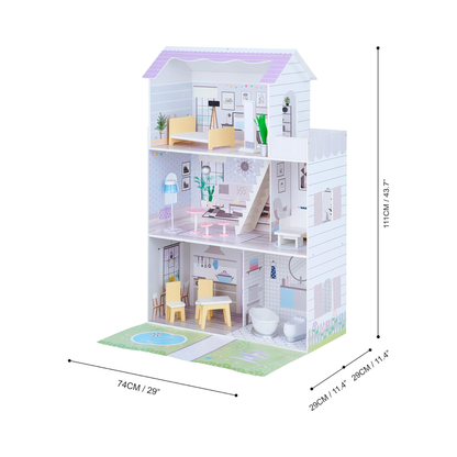 Doll House Scandinavian Family Villa Wooden Dollhouse Playset