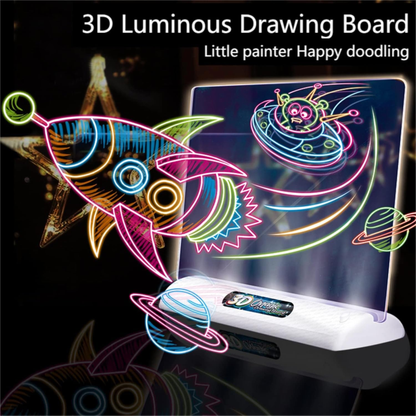 3D Magic Drawing Board – Illuminated Neon Art Pad with 3D Glasses & Markers for Kids