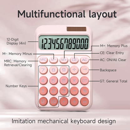 Karuida 12-Digit Basic Desktop Calculator – Trendy Pink, Stylish & Efficient