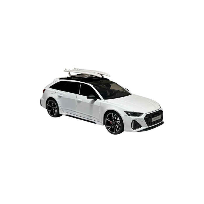 Audi RS 6 Avant Die-Cast Model Car – White Collectible Toy with Roof Rack | 1:18 Scale