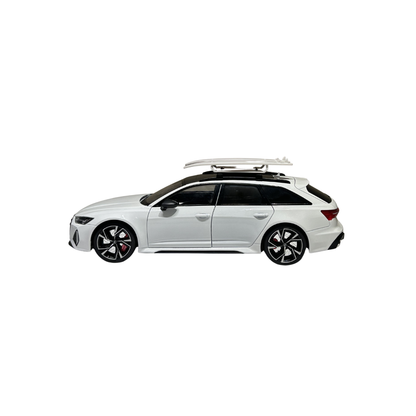 Audi RS 6 Avant Die-Cast Model Car – White Collectible Toy with Roof Rack | 1:18 Scale