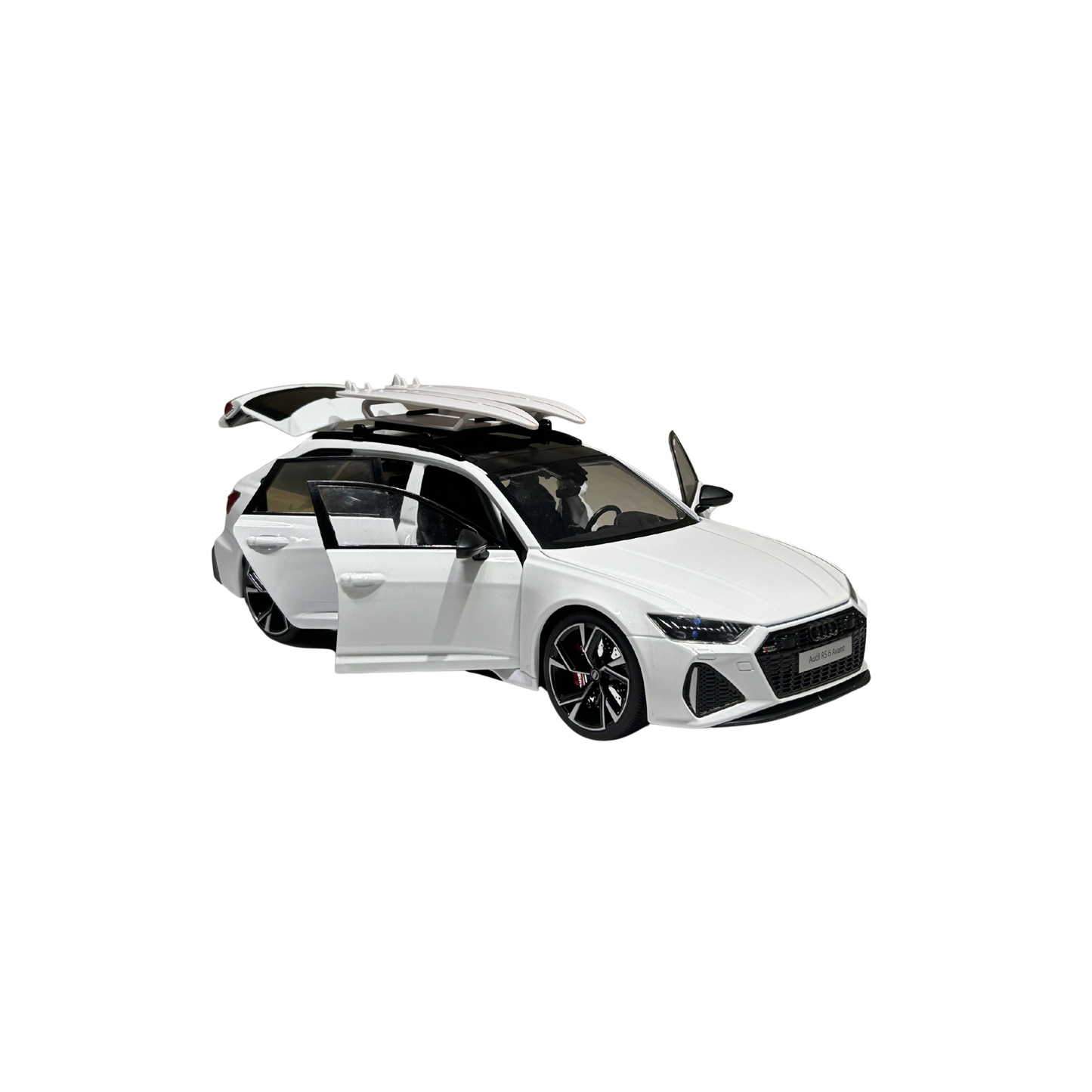 Audi RS 6 Avant Die-Cast Model Car – White Collectible Toy with Roof Rack | 1:18 Scale
