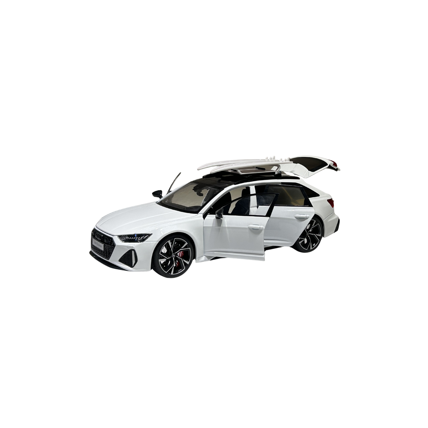 Audi RS 6 Avant Die-Cast Model Car – White Collectible Toy with Roof Rack | 1:18 Scale