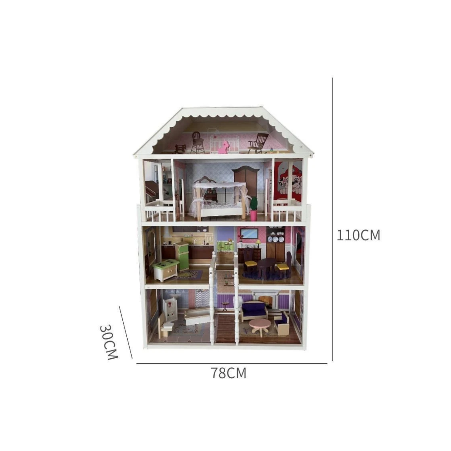Grand Victorian Mansion Wooden Dollhouse Playset