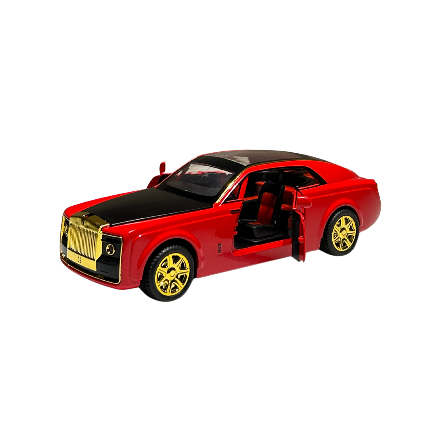 XLG Luxury Simulation Sound & Light 1:24 Scale Die-Cast Model Car (Red & Gold)