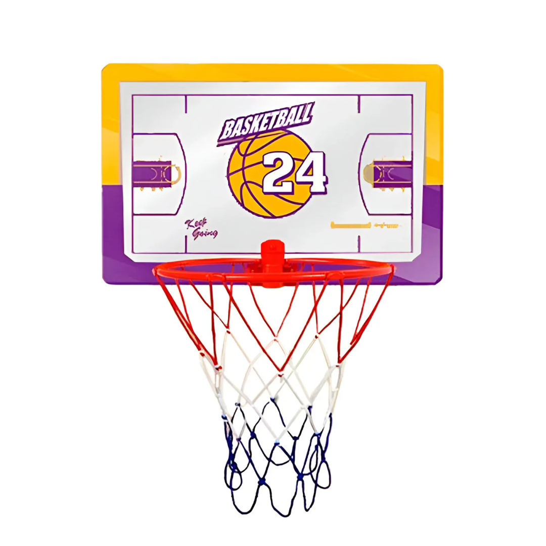 Wall-Mounted Basketball Hoop & Rectangle Backboard Set with Ball