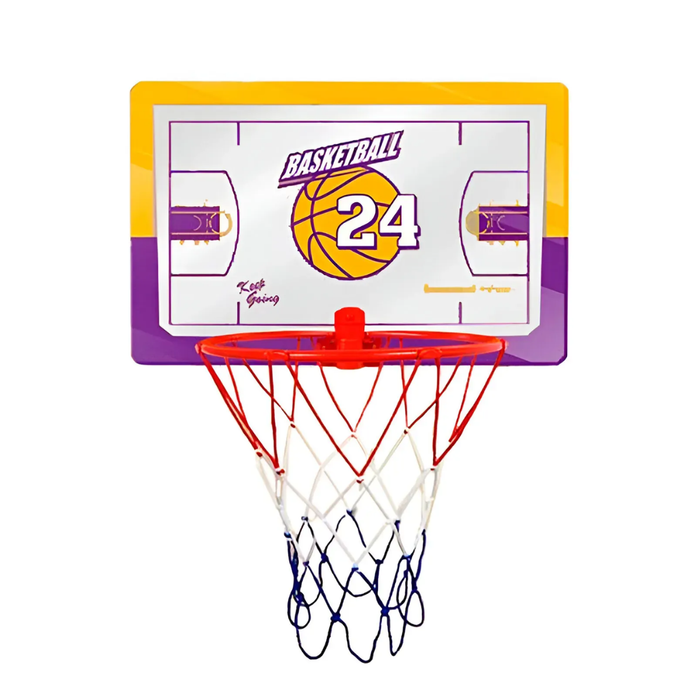 Wall-Mounted Basketball Hoop & Rectangle Backboard Set with Ball