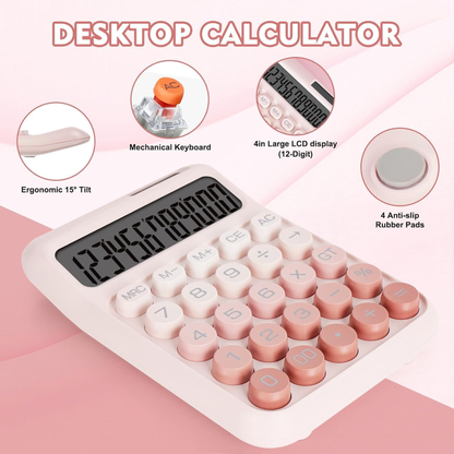 Karuida 12-Digit Basic Desktop Calculator – Trendy Pink, Stylish & Efficient