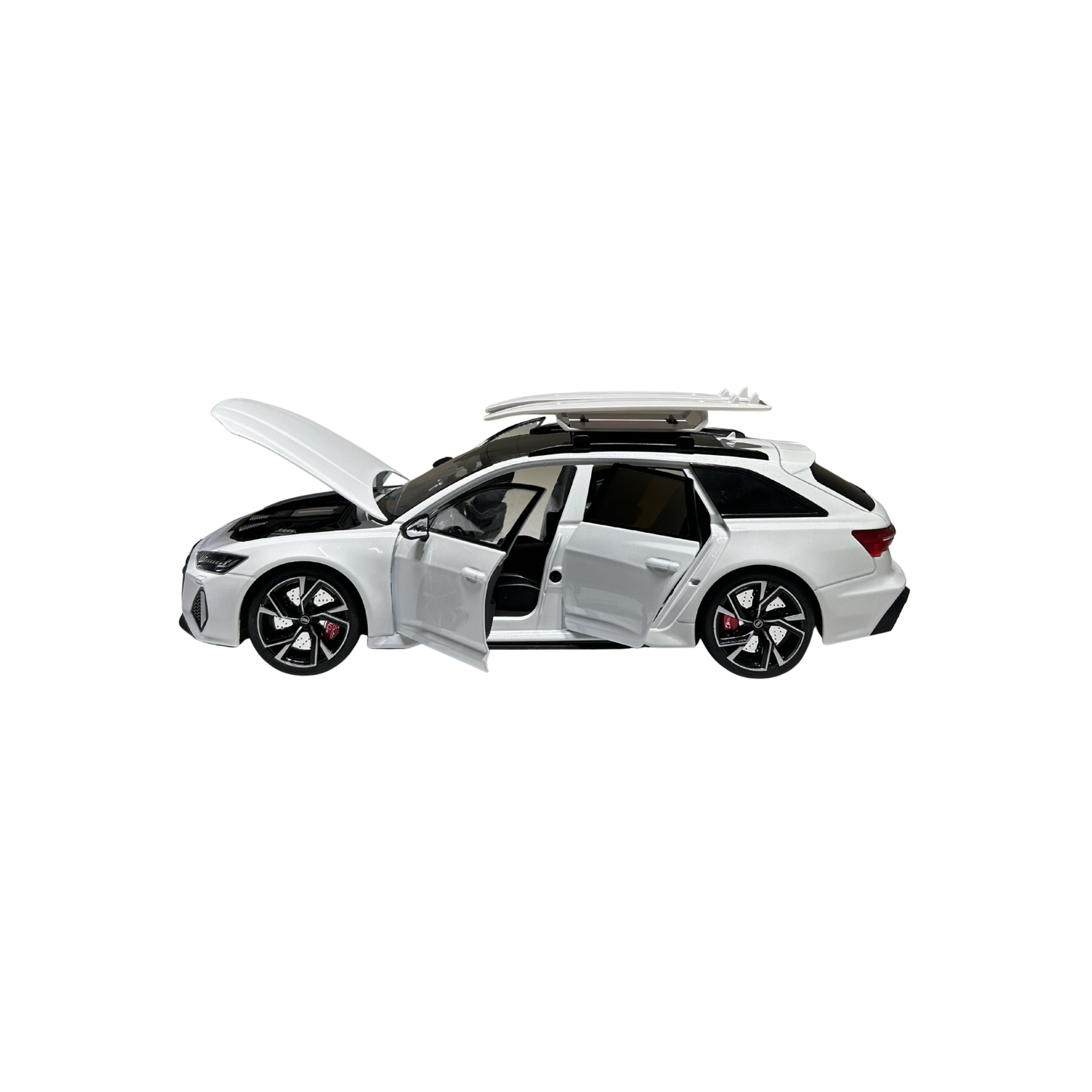 Audi RS 6 Avant Die-Cast Model Car – White Collectible Toy with Roof Rack | 1:18 Scale
