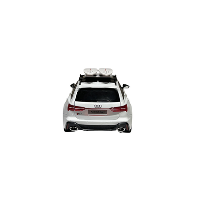 Audi RS 6 Avant Die-Cast Model Car – White Collectible Toy with Roof Rack | 1:18 Scale