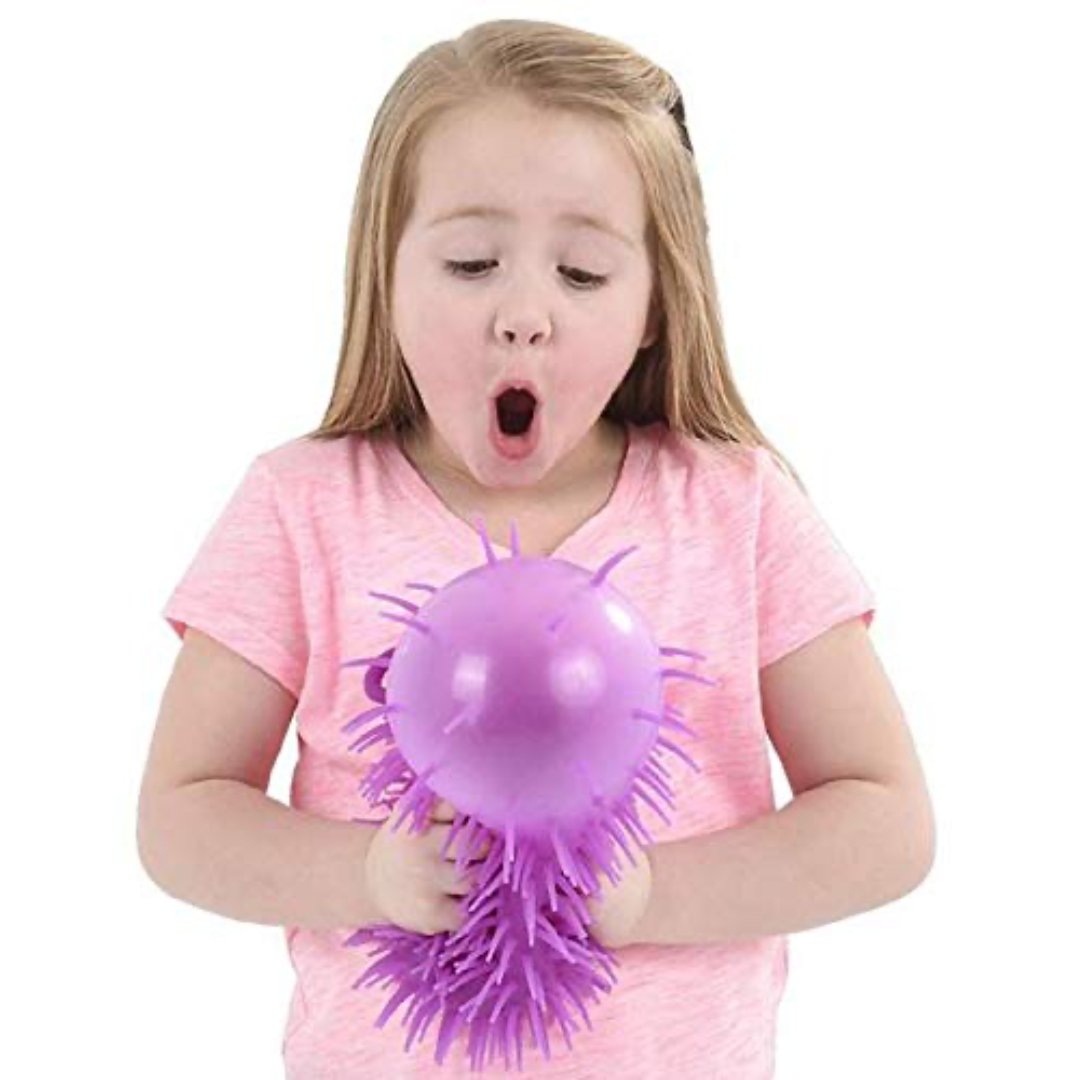Puffer Ball – Tactile Sensory Squeeze Toy with Finger Loop (Blue Green)