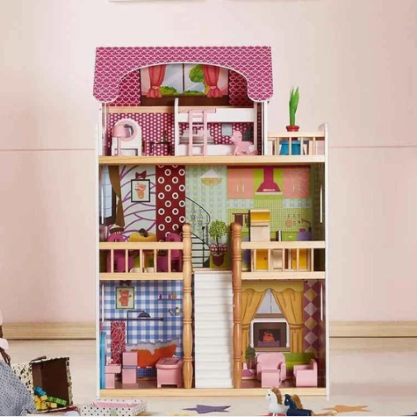 Sweetheart Manor Wooden Dollhouse Playset