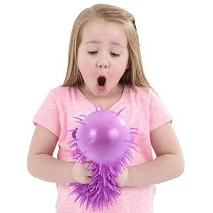 Puffer Ball – Tactile Sensory Squeeze Toy with Finger Loop (Red Yellow)