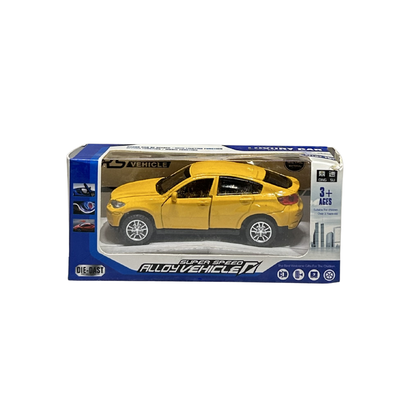 Yellow Die-Cast SUV Toy Car – Alloy Vehicle Model with Opening Doors for Kids