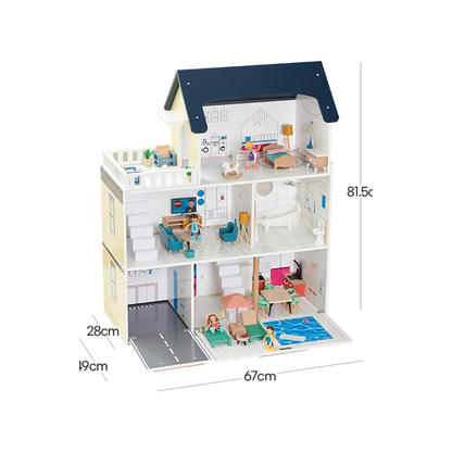 Nordic Luxe Modern Wooden Dollhouse Playset